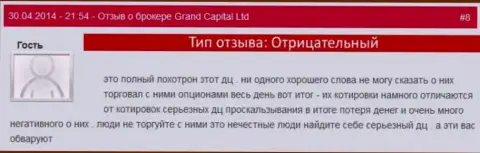 Обман в Ru GrandCapital Net с котировками валют