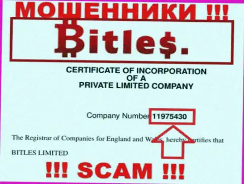 Регистрационный номер internet мошенников Битлес, с которыми не рекомендуем работать - 11975430