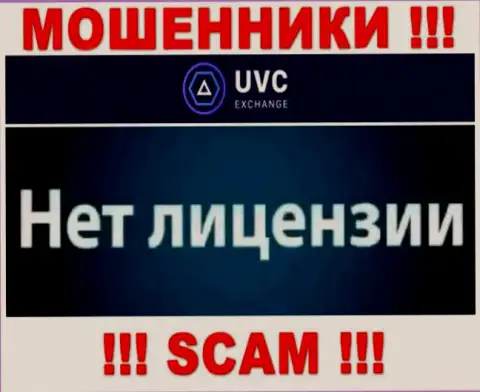 У мошенников UVC Exchange на онлайн-ресурсе не размещен номер лицензии на осуществление деятельности компании !!! Будьте очень внимательны