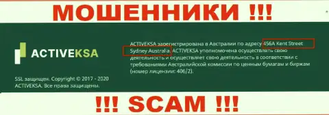 Адрес компании Активекса липовый - сотрудничать с ней опасно