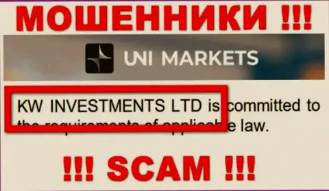 Руководителями UNIMarkets Com является контора - KW Investments Ltd