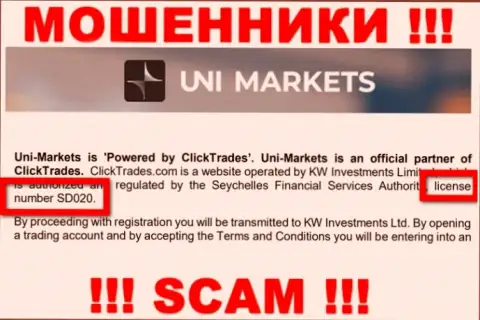 Будьте весьма внимательны, ЮНИ Маркетс украдут средства, хотя и представили свою лицензию на онлайн-сервисе