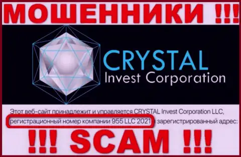 Регистрационный номер компании Crystal Invest Corporation, возможно, что и ненастоящий - 955 LLC 2021