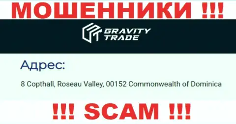 IBC 00018 8 Copthall, Roseau Valley, 00152 Commonwealth of Dominica - это офшорный юридический адрес Gravity Trade, указанный на сайте данных мошенников