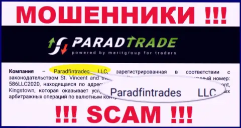 Юр лицо интернет лохотронщиков Parad Trade - это Paradfintrades LLC