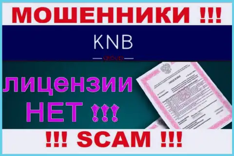 На интернет-сервисе компании KNB Group не предложена информация о наличии лицензии, скорее всего ее НЕТ
