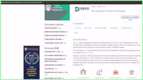 Обзор об условиях для торгов ФОРЕКС брокерской организации Kiexo Com, представленный на web-портале directory financemagnates com