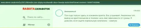 Очередной клиент поделился информацией о ФОРЕКС дилере ЕХКБК Ком на интернет-портале Rabota-Zarabotok Ru