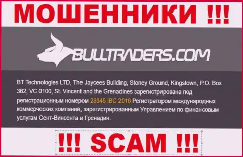 Bull Traders - это МОШЕННИКИ, рег. номер (23345 IBC 2016) тому не мешает