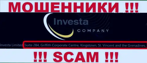 На официальном web-сайте Investa Company приведен адрес этой компании - Suite 284, Griffith Corporate Centre, Kingstown, St. Vincent and the Grenadines (оффшорная зона)