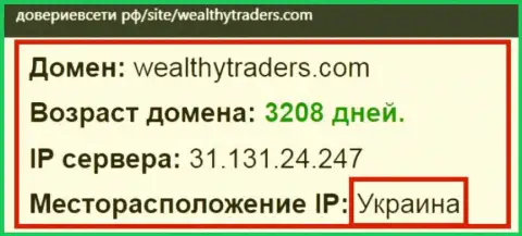 Украинское место регистрации дилинговой конторы Wealthy Traders, согласно инфы web-ресурса довериевсети рф