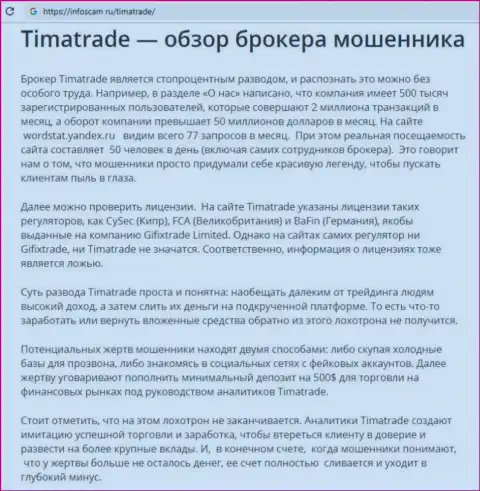 TimaTrade одна большущая ловушка для доверчивых трейдеров - это МОШЕННИКИ !!! (комментарий)